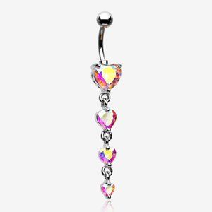 Radiant Heart Sparkle Cascade Chandelier Belly Button Ring